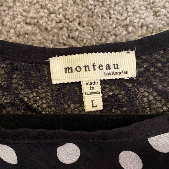 Montreau Los Angeles Sleeveless Black and White Dot Top-lace back - Picture 7 of 8